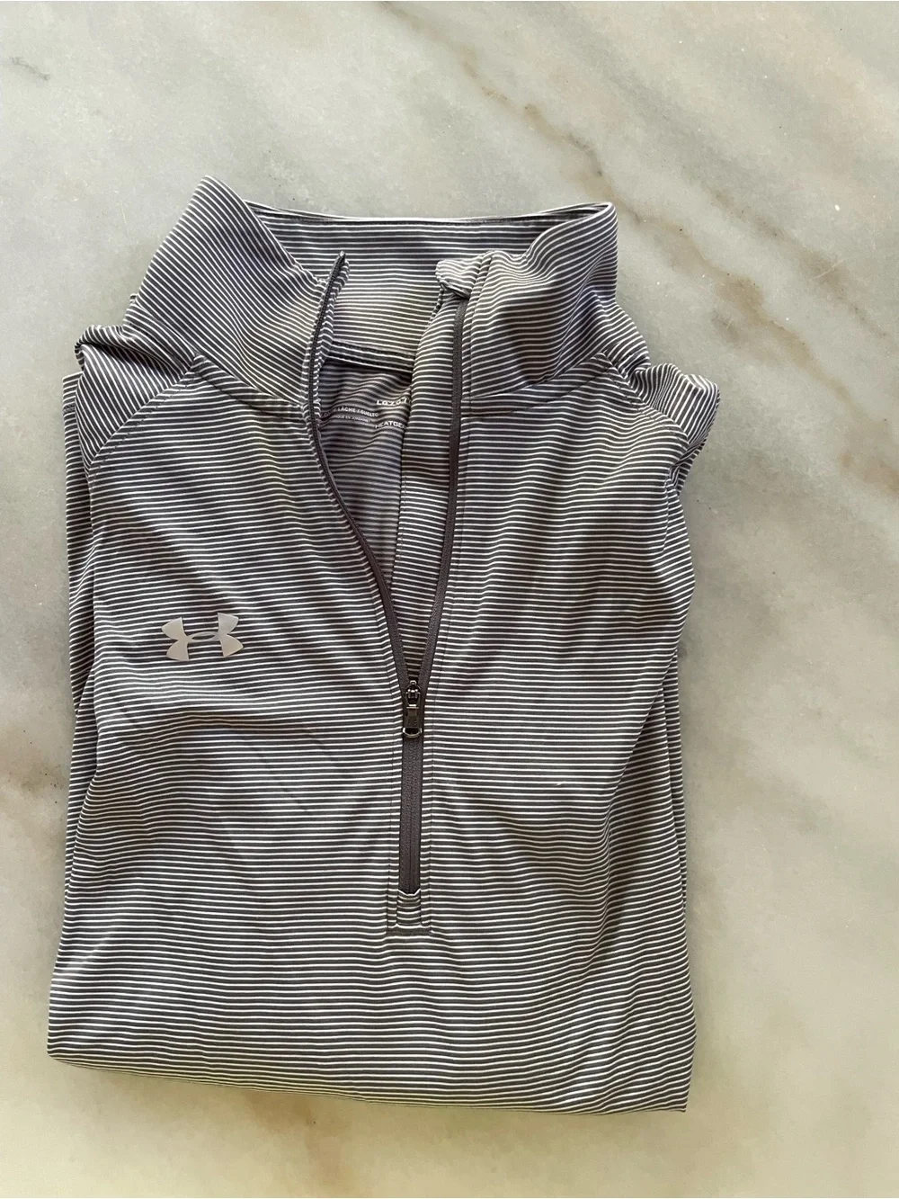 Under Armour Women’s Gray and White Striped 1/4 Zip Pullover